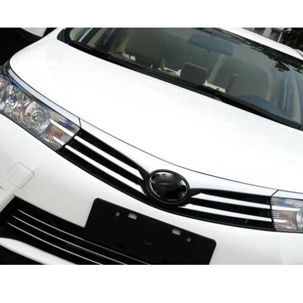 For Toyota Corolla Altis 2014 2015 2016 Car Body Styling Cover Detector ABS Chrome Trim Front Up Grid Grill Grille Hoods Eyebrow