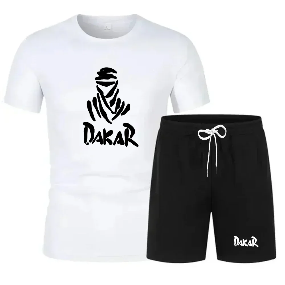 

A two-piece summer men's fashion casual T-shirt and fitness sportswear set is suitable for round-colored youth styles