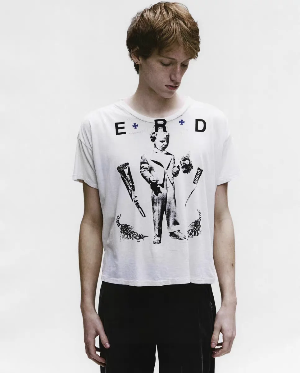 

Depred Second-Generation Saintly Toothbru ort-Sve T-irt Waed Cotton Loose Fit Breathable round Ne Casual Tee