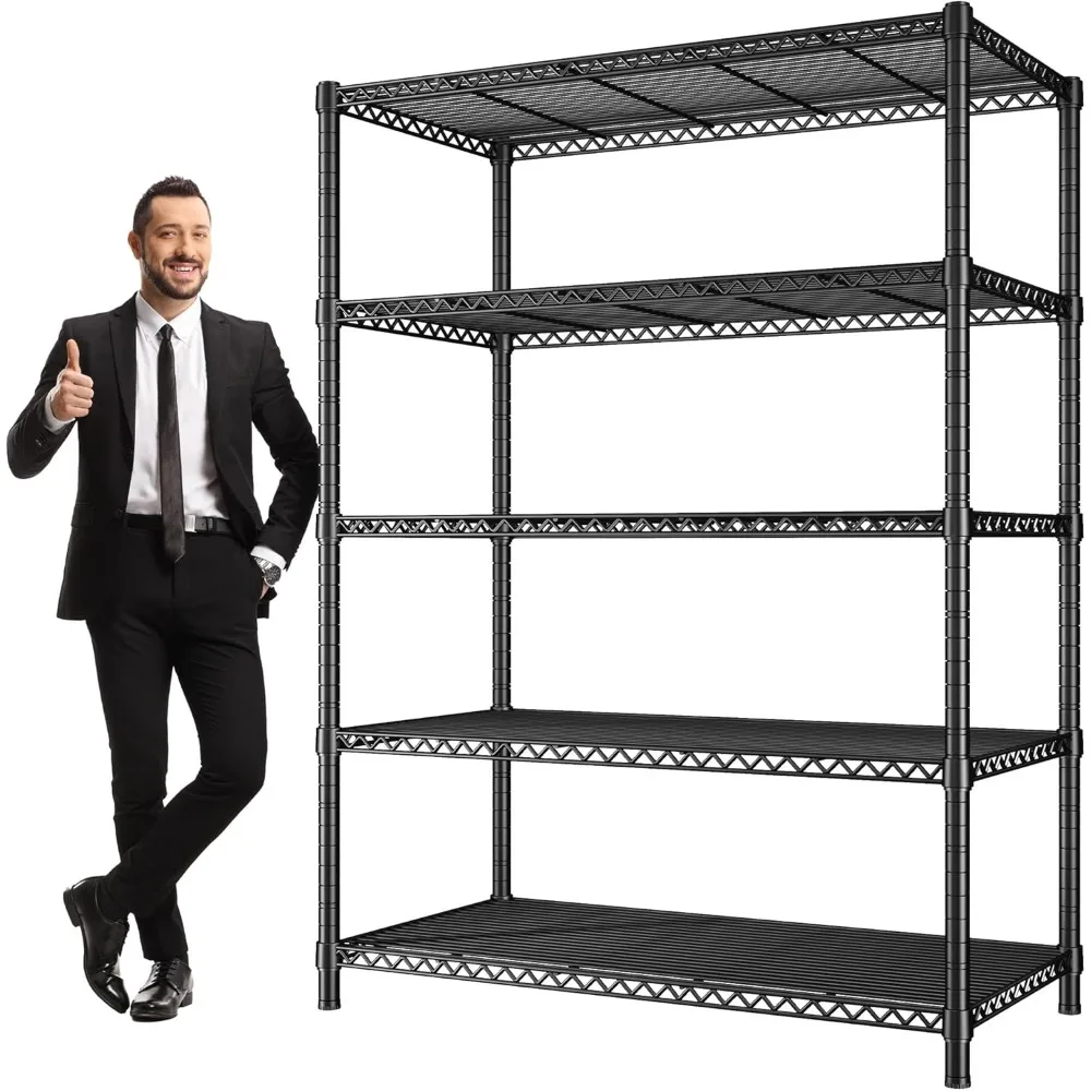 

Storage Shelves 71" H Tall Wire Shelving Unit Sturdy Metal Shelves Adjustable Wide Pantry Shelves 5 Tier Deep Heavy Duty Metal