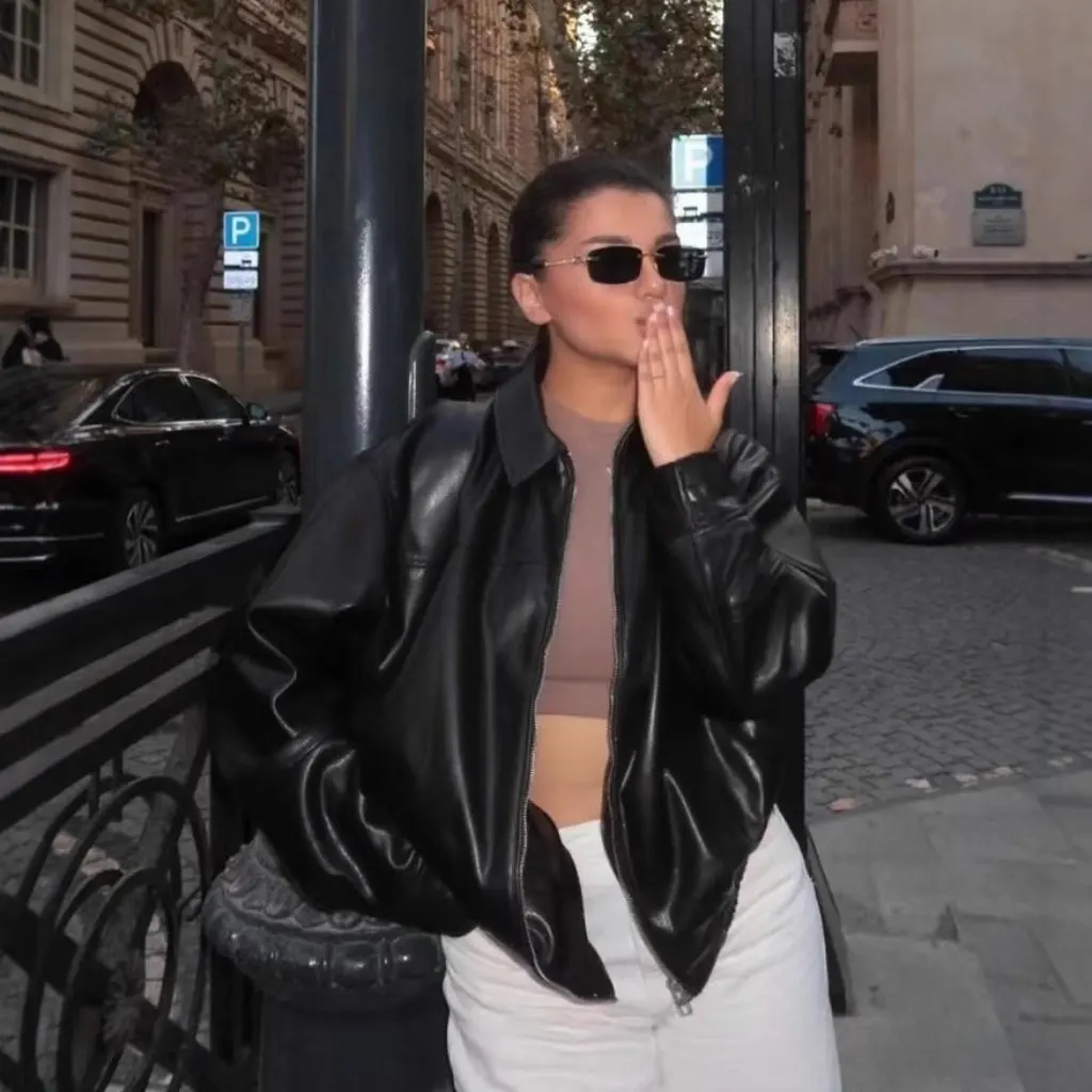 الخريف الراقية ميلارد فو الجلود الطيار سترة بلون تنوعا الأزياء الأوروبية الأمريكية معطف المرأة