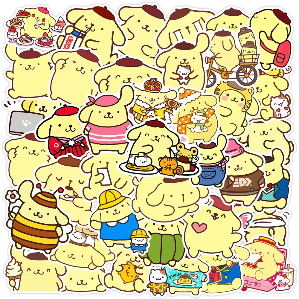 10/30/50pcs Cute Pompom Purin Cartoon Stickers for Kid Toy DIY Notebook Suitcase Diary Classic Anime Sanrio Decals Sticker Decor