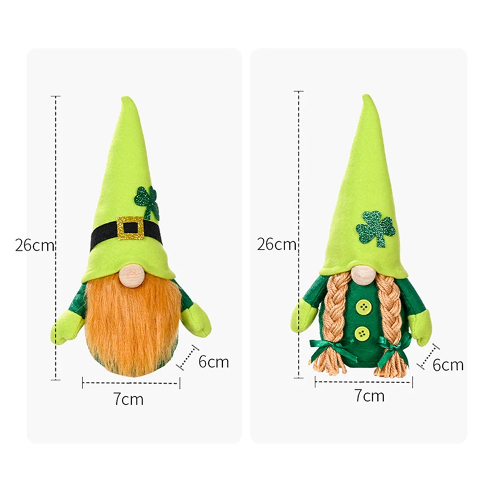 St.Patrick's Day Gnome Plush Elf Decorations - Mr and Mrs Green Buffalo Check Plaid Handmade Scandinavian