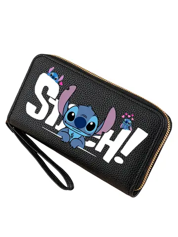 Stitch Long Zip Wallet with Stitch Print & Wrist Strap, Multi-Card Cute Cartoon Pattern Soft Texture Wallet for Women, 4 Colors