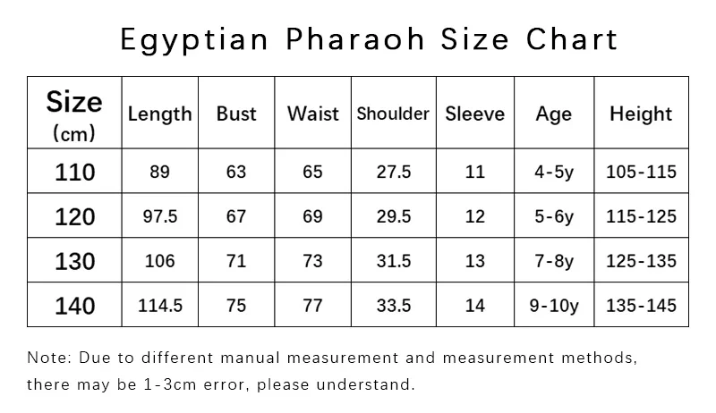 Sydanne Kids Ancient Egyptian King Pharaoh Robe Jumpsuit Cosplay Costume Dance Stage Performance Clothes Halloween Costumes