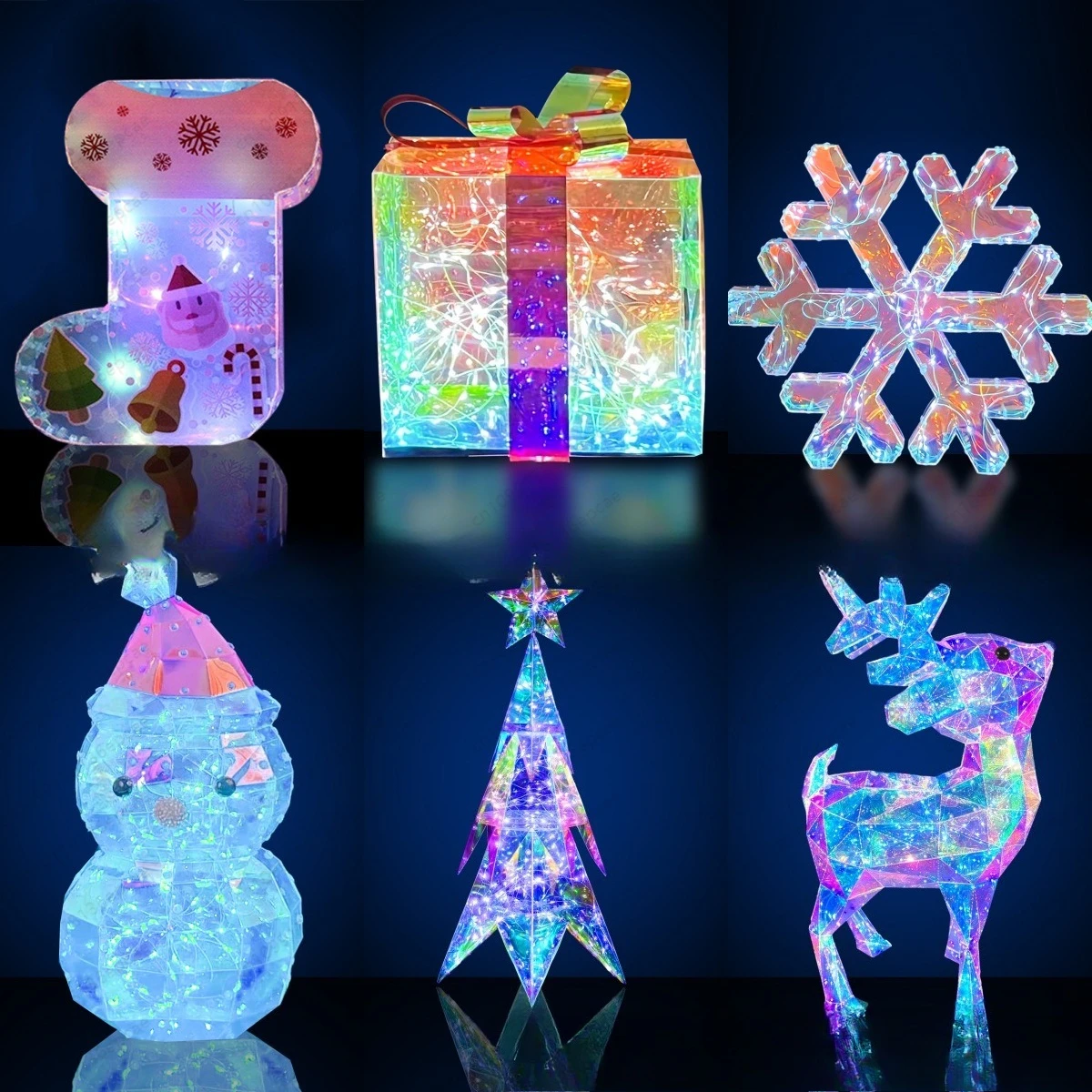 Christmas decorative lights venue layout props elk Christmas tree snowflake snowman colorful luminous lights