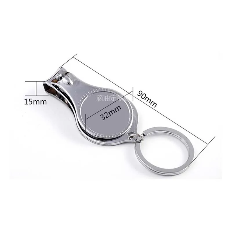 1Pc Round Stainless Steel Big Large Heavy Duty Keychain Finger Toe Nail Beauty Care Tool Cutter Trimmer Clipper With Beer Opener