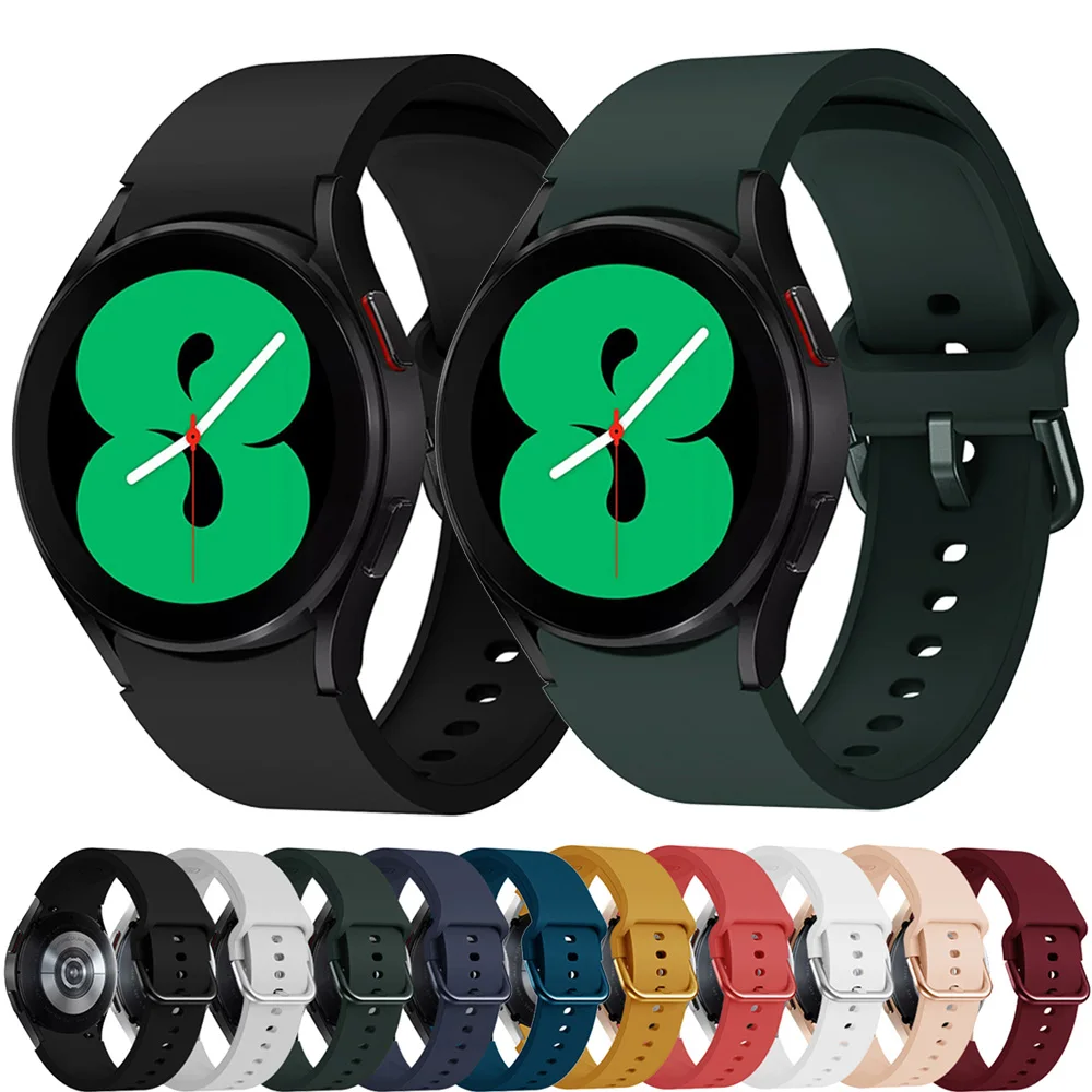 

20MM Silicone Watchband For Samsung Galaxy Watch 4 Classic 42mm 46mm/Watch 4 40MM 44MM Original band Strap Wristband Bracelet