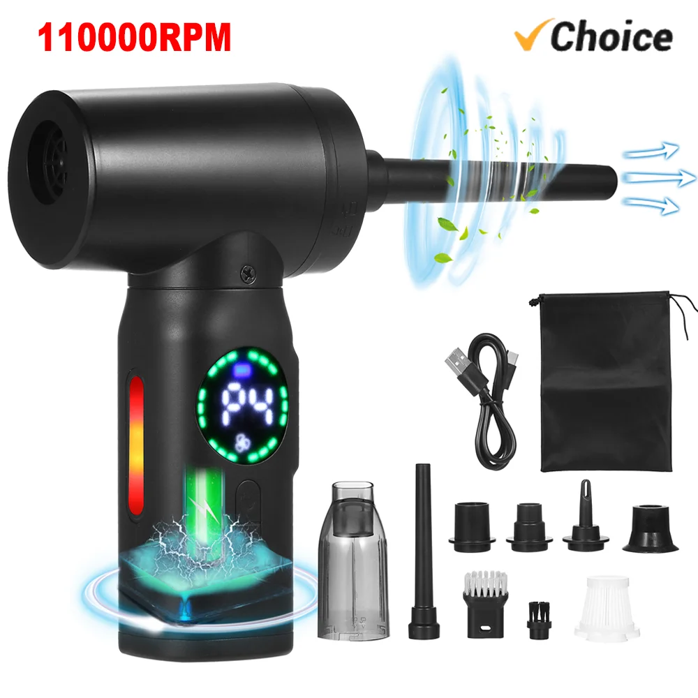 120W 110000RPM  Electric Air Dusters Cleaner 7500mAh Electric Air Duster Replace Air Can Computer Duster Car Cleaning Supplies