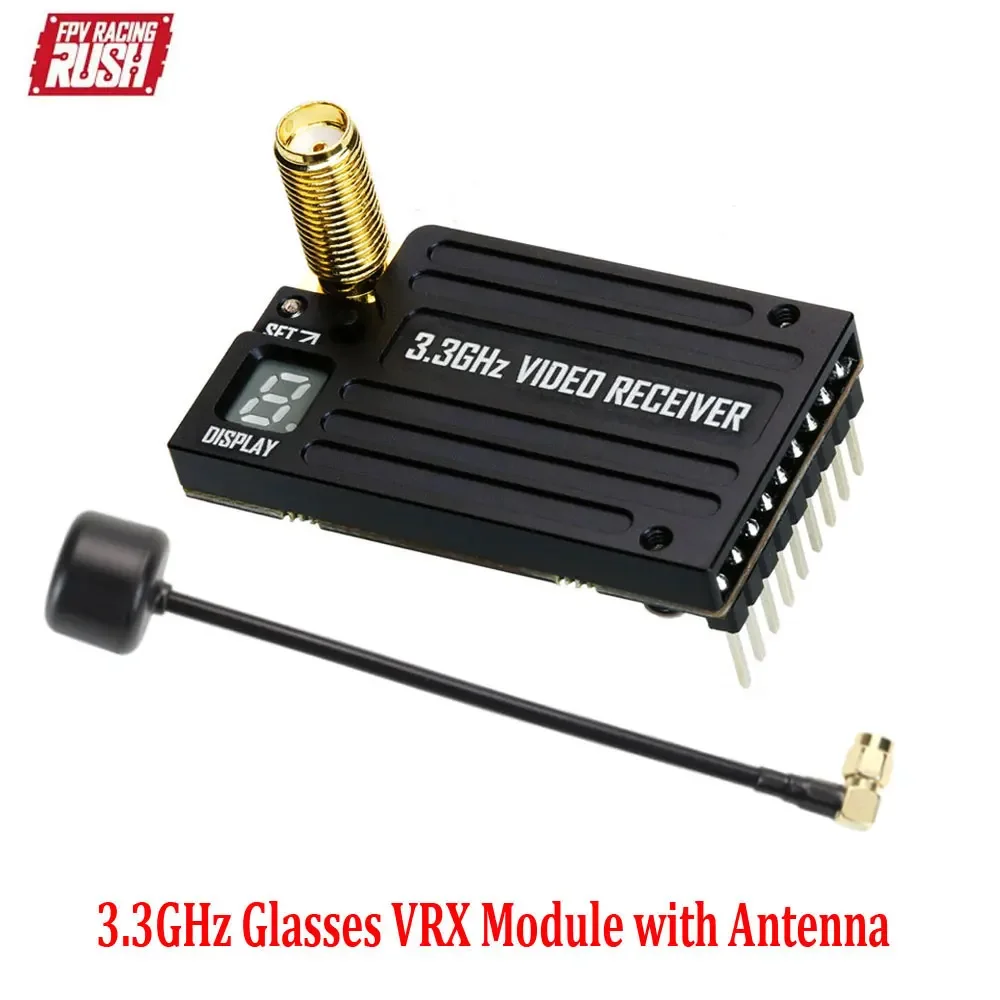 

RUSHFPV 3.3G 4W VTX Supports IRC Tramp Protocol 7-30V Video Transmitter & 3.3GHz Glasses VRX Module for RC FPV Long Range Drone