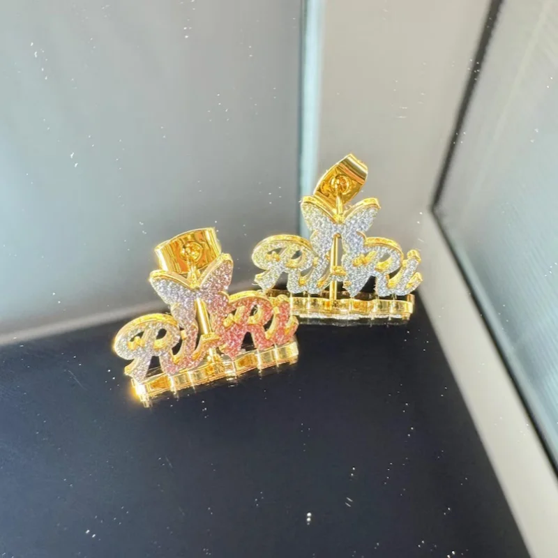 Custom Bling  Stainless Steel Name Stud Earrings Dainty Minimalist Personalized Jewelry, Gold Earrings Gift For Girls