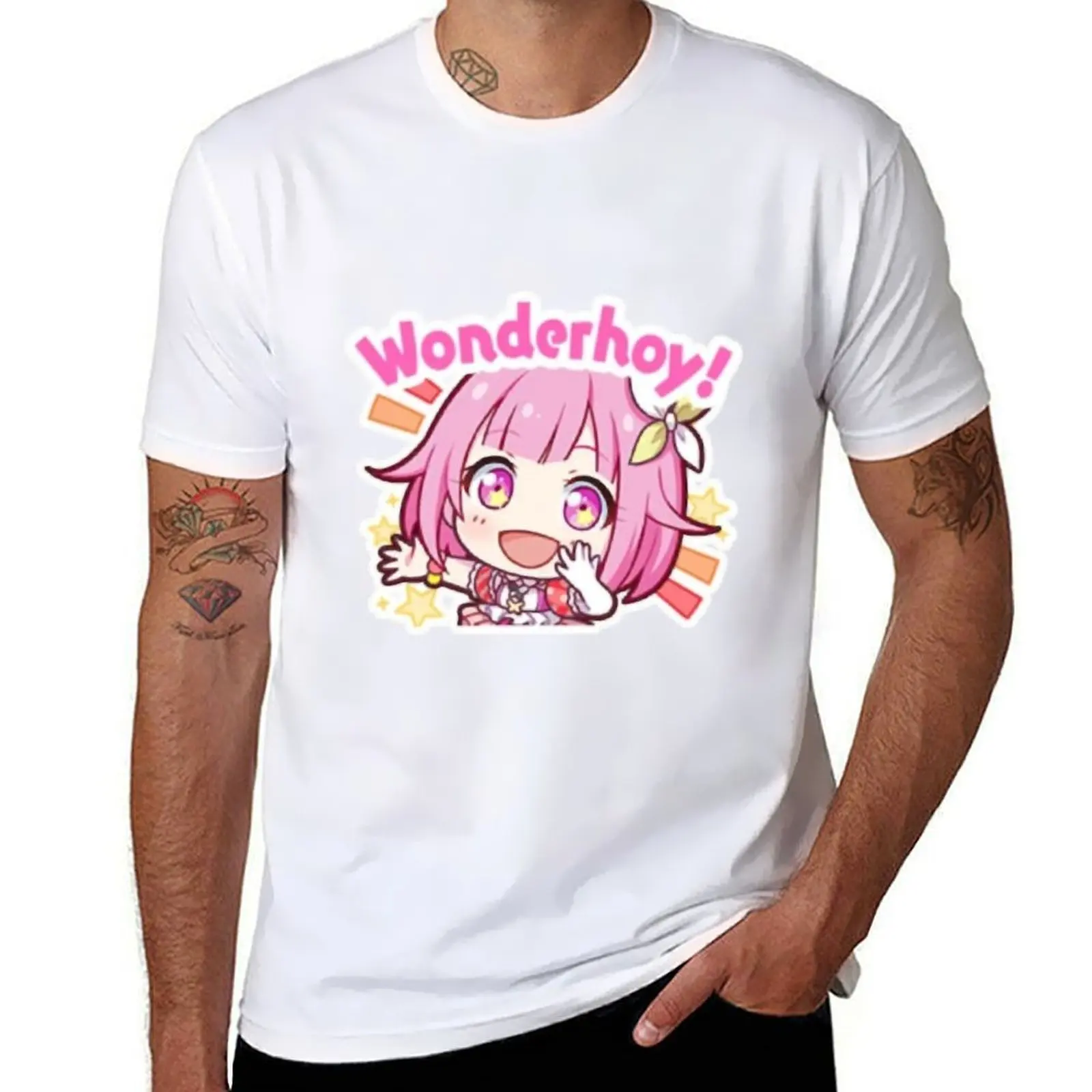 Wonderhoy Emu Otori Wonderhoy Stamp Sticker T-Shirt Cotton T-Shirt 100% Anime T Shirts for Man T-Shirt(4XL 5XL 6XL No Shipping)