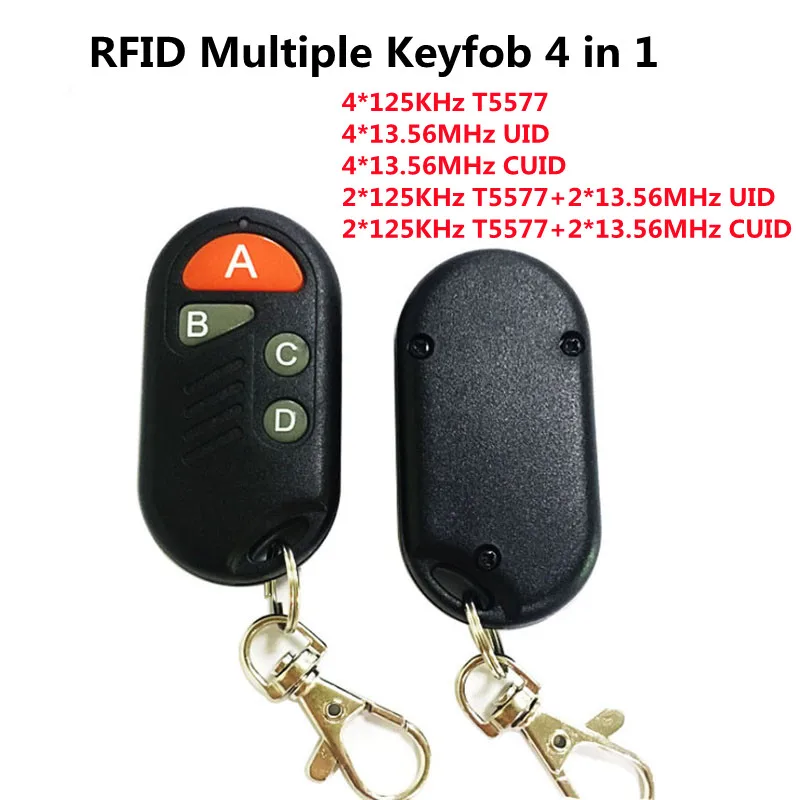 Porte-clés RFID 4 ou 5 en 125khz T5577 EM inscriptible IC 13.56Mhz 1k S50 UID modifiable CUID complexe