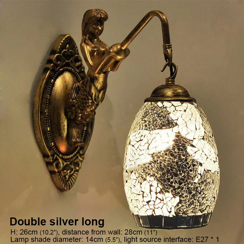 OUFULA Contemporary Mermaid Wall Lamp Personalized And Creative Living Room Bedroom Hallway Bar Decoration Light