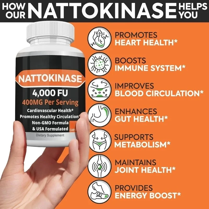 Reines 4000FU Nattokinase-Ergänzungsmittel aus japanischem Natto-Extrakt – Gesundheitsunterstützung des Immunsystems | 60 Kapseln