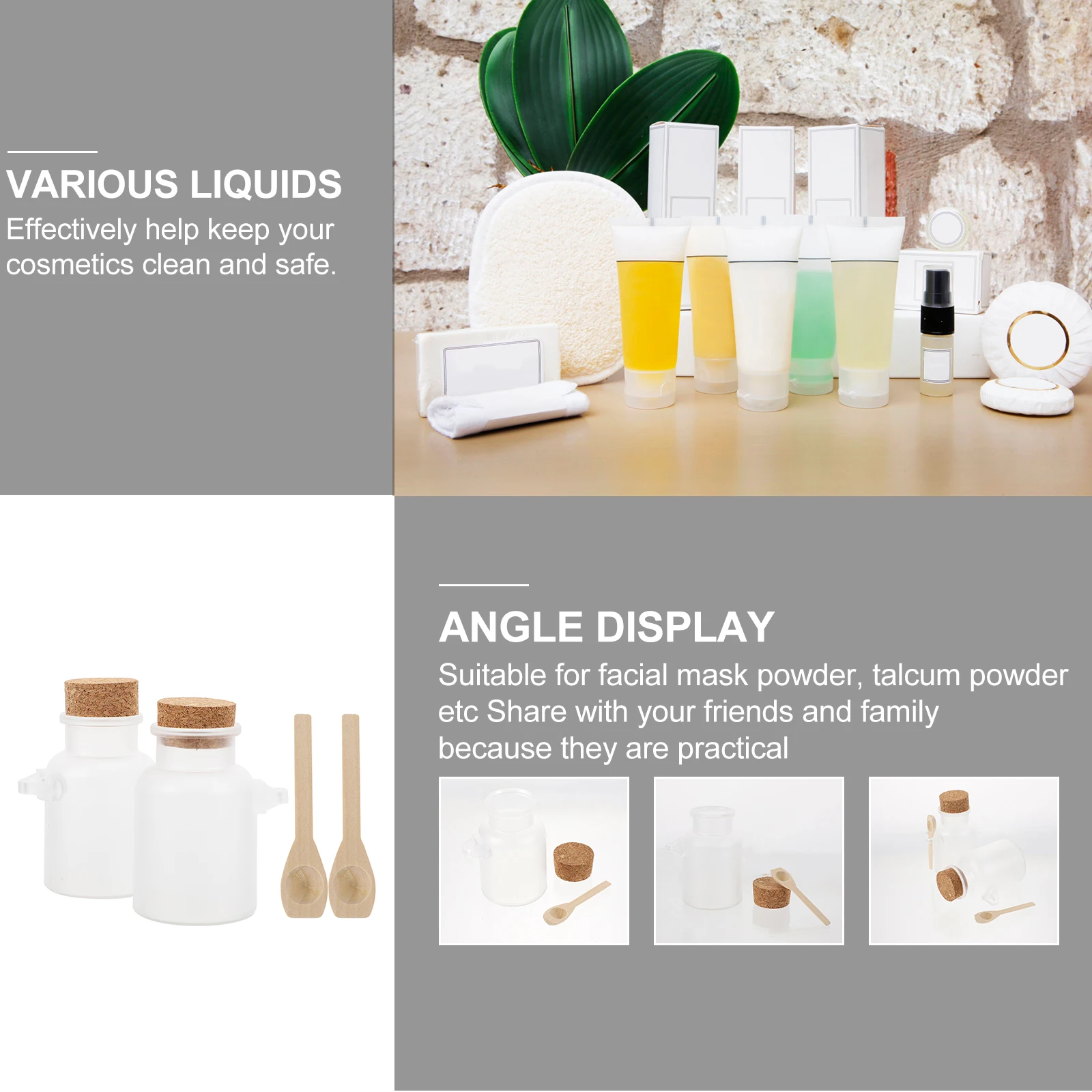 

2pcs Bath Salt Bottle White Autumn Mini Storage Bottles Leakproof Mask Powder Containers for Travel Talcum Powder Subpackaging
