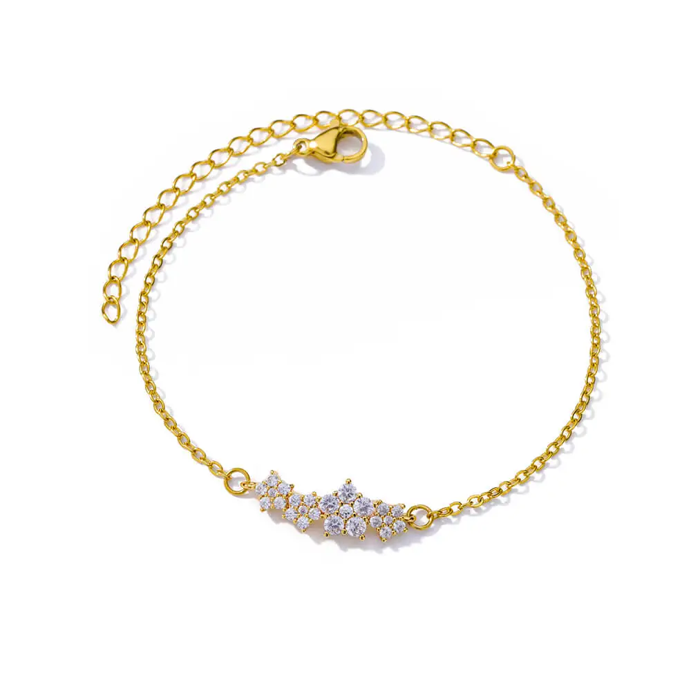 Zircon Flower Gold Stainless Steel Bracelet image
