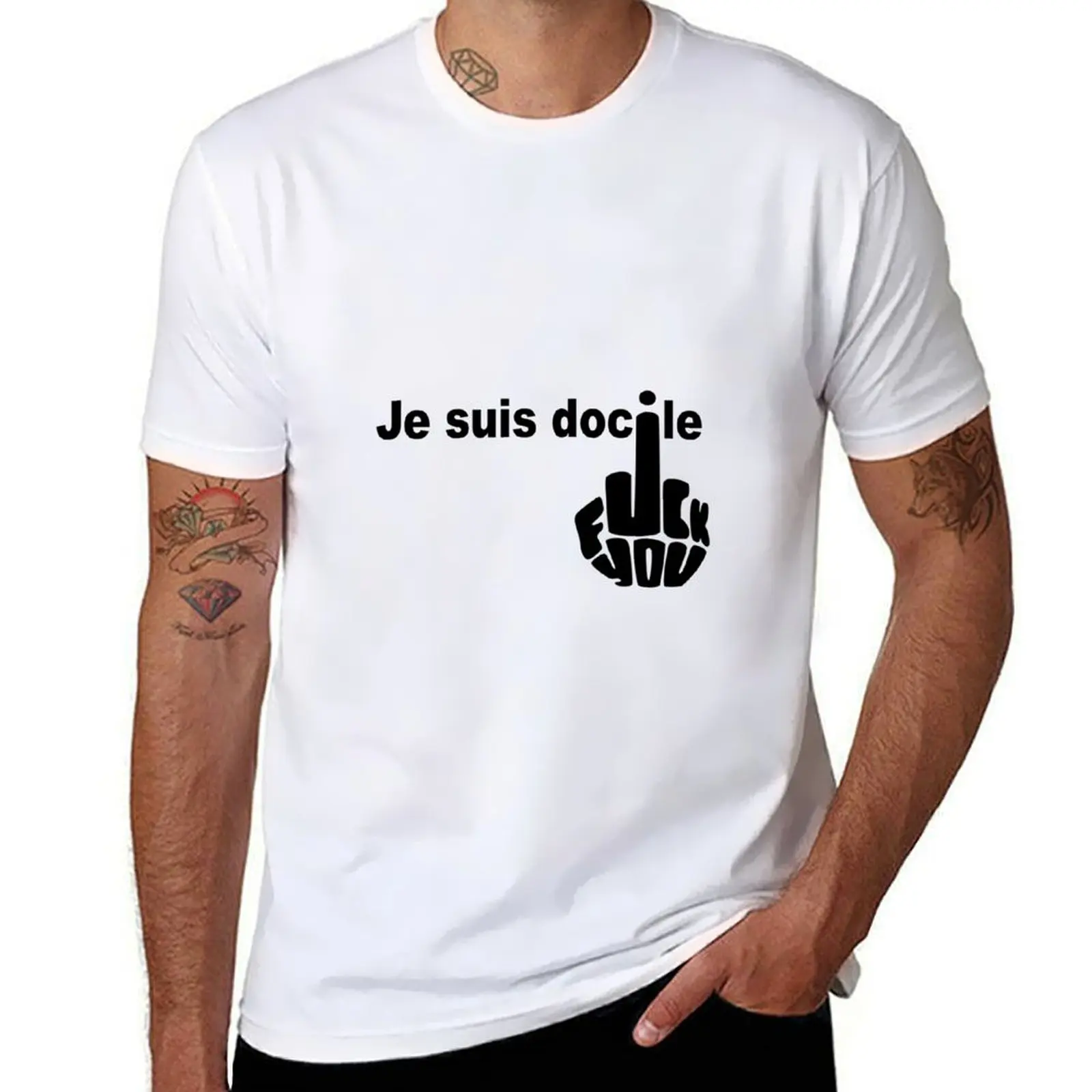 Camiseta deportiva de manga corta para correr y gimnasio, modelo Je suis docile