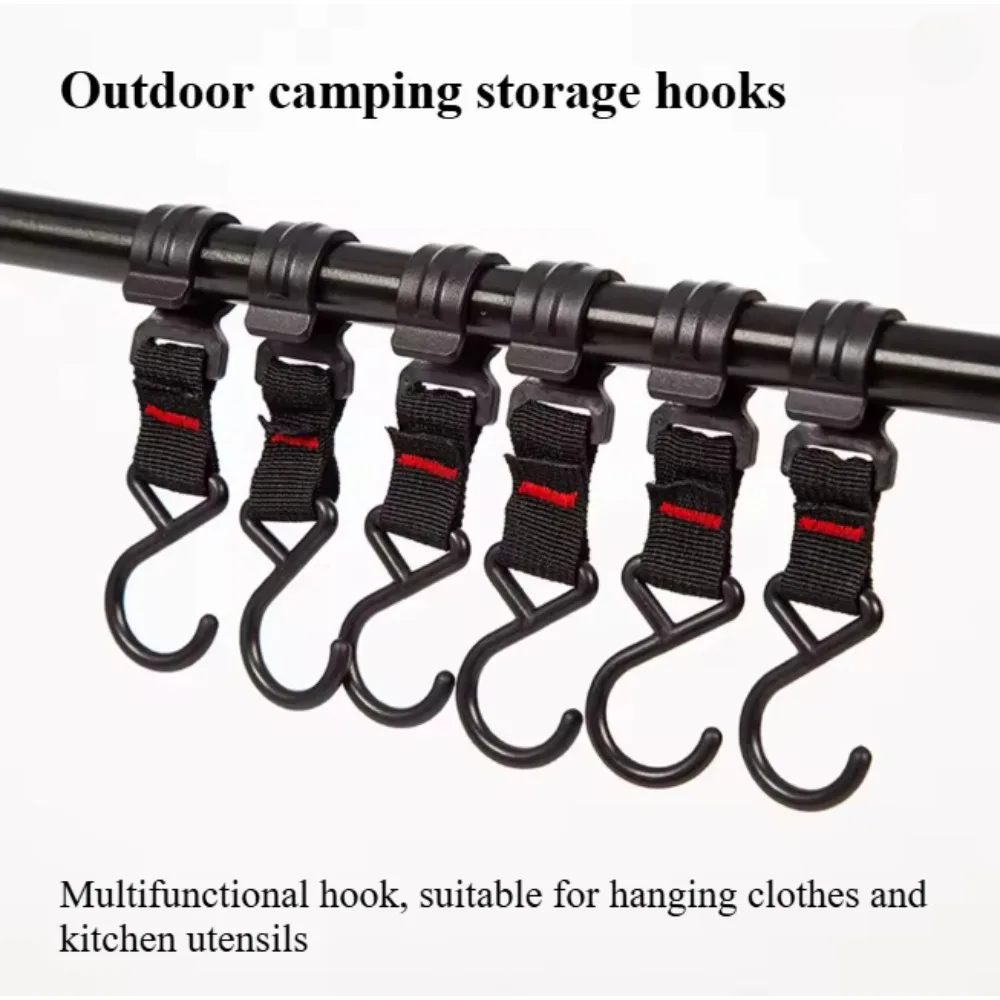 5PCS Outdoor Camping Storage Hook, Plastic & Steel Dual Buckle, Heavy Duty Clothes Hanger for Camping Gear