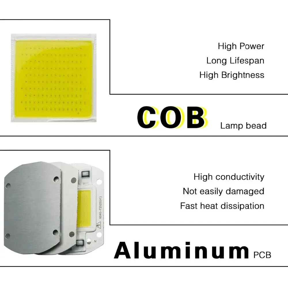 COB LED Chip Lamp Bead 20W 30W 50W Moduł LED 220V 110V Smart IC Nie wymaga sterownika dla majsterkowiczów Reflektor punktowy LED Matrix Outdoor