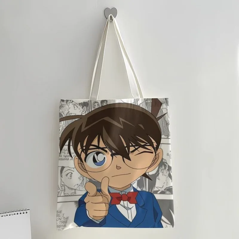 Cute Conan Anime Canvas Bag Large Capacity Student School Handbag Ins Aesthetic Casual Shopping Tote Bag For Daily Use view 4