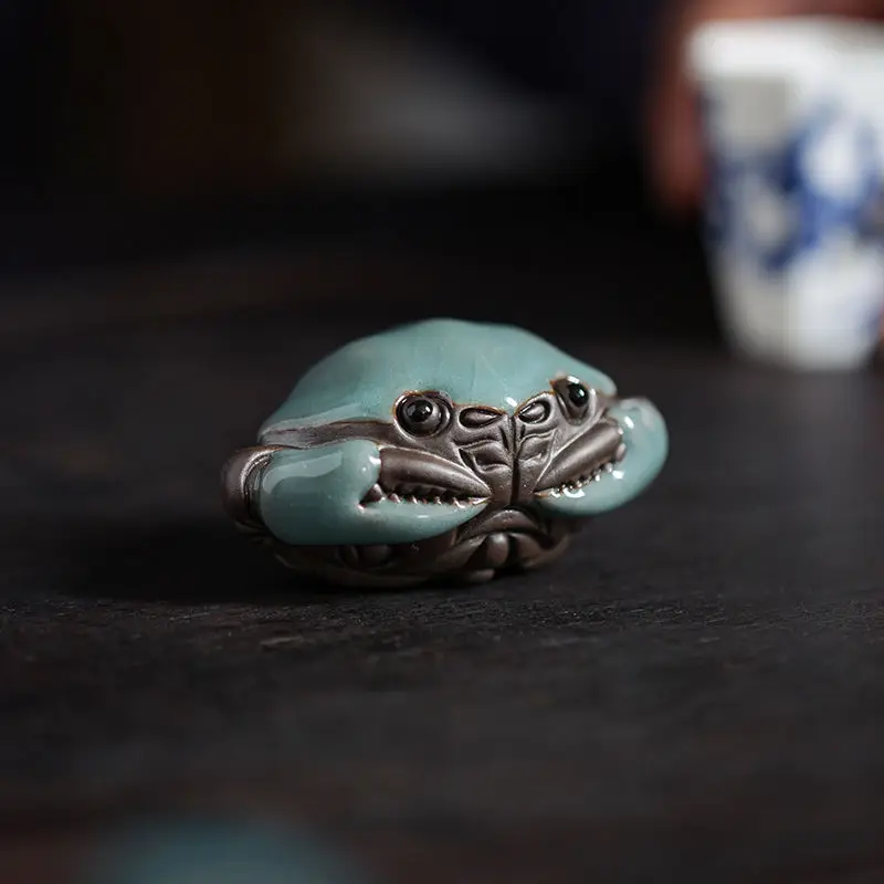 So Cute Tea Pet  Ge Kiln Open Pieces Can Raise Hairy Crab Small Crab Tea Play Handmade Tea Pet Ornament Tea Ceremony Accessories