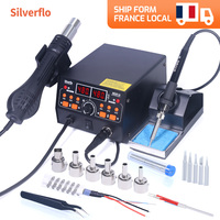 Silverflo 902D-III Soldering Station 2 in 1 Hot Air Soldering station Rework Station with 3 Preset Channels for SMD PCB Repair