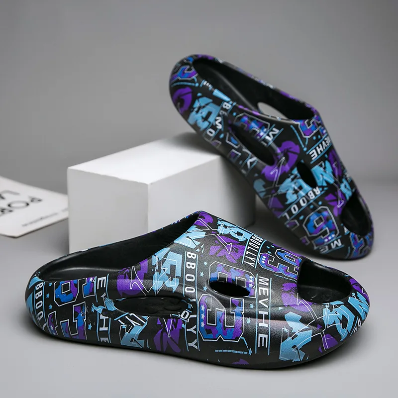

Пляжная обувь, новые мужские тапочки больших размеров, повседневная мода, уличные спортивные тапочки, легкие сандалии на толстой подошве