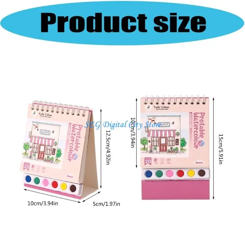 Picture 7: U75B Kids Doodling Book with Watercolor Paint and Brush for Kid Beginner Sketching