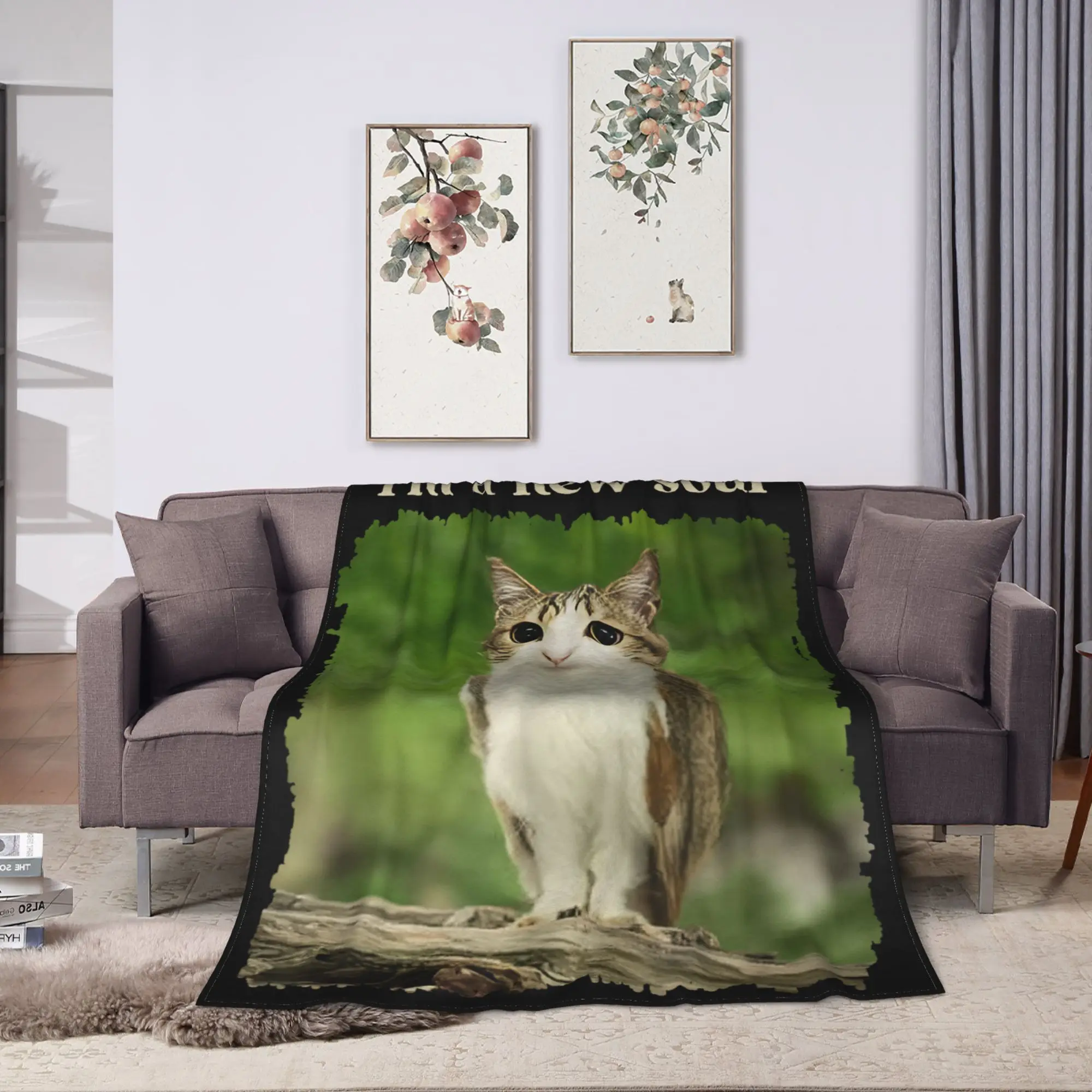 Super Soft Blanket Decorative Meowl Cat Owl Meme Throw Blanket Brainrot Gen Meme Flannel Bedspread For Couch Bed Sofa Bed Cover