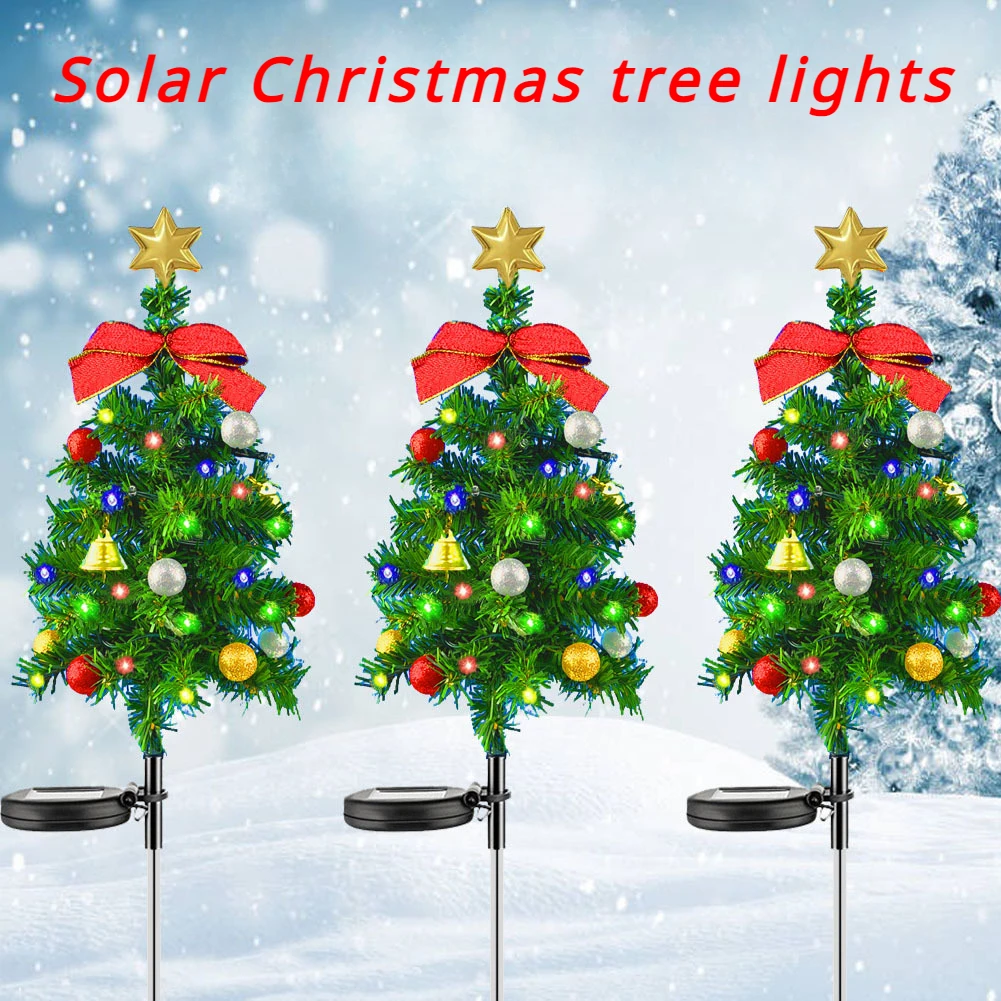 Imagem -02 - Solar Christmas Tree Stake Lights Impermeável Xmas Tree Lamp Landscape Pathway Lights Outdoor Lwan Decoração Pcs