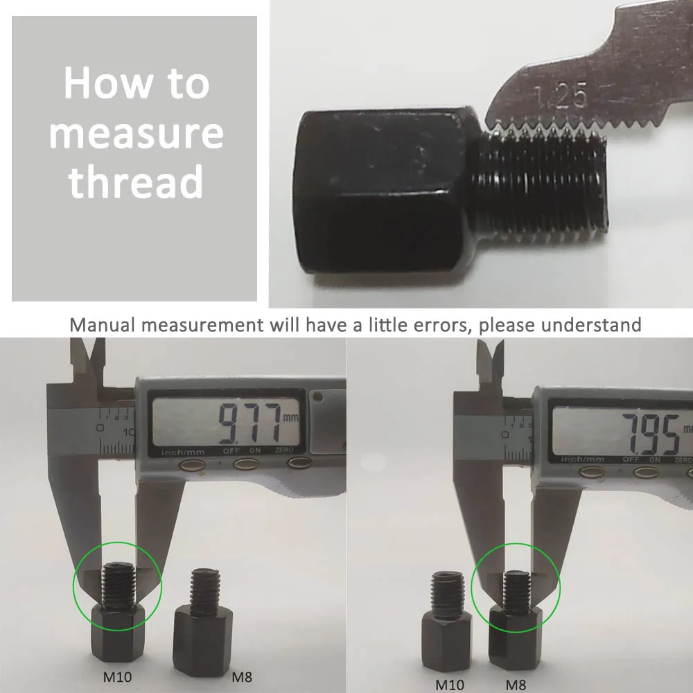 Adaptadores de espejos retrovisores negros para motocicleta, tornillo de conversión, antireloj, rosca derecha e izquierda, M10, 10MM, M8, 8MM, 1 par