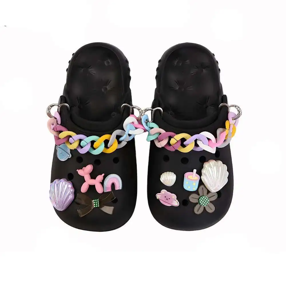 

Women Garden Shoes Women Slippers Chain Shell Hole Shoes Energetic Cute Soft Girl Summer EVA Beach Sandals