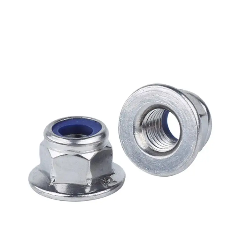 

20-100pcs/lot Stainless Steel Nylon Lock Nut Hexagon Flange Face Anti-Falling Self-Locking Anti-Loosening Pad Nut m4m5m6-m12