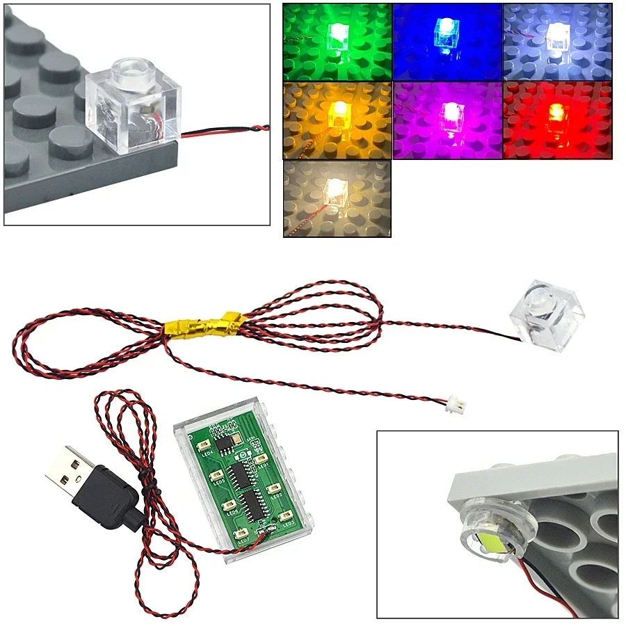 DIY 0.8mm Pin 1x1 1x2 1x4 Length 50cm SMD LED 2835  Remote Control Building Block Flash Lamp City Street Light Bricks