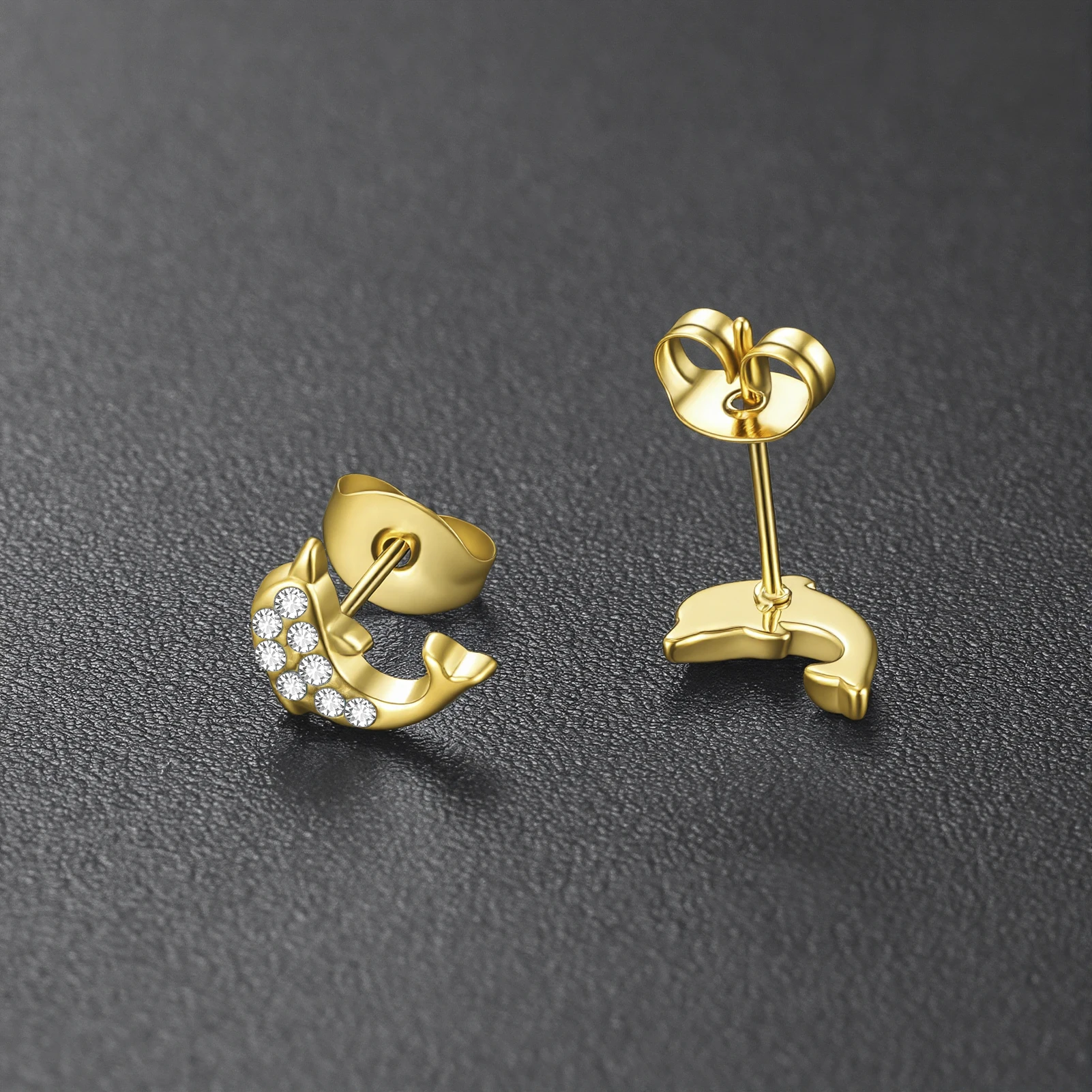 Eueavan 3D Delfin Strass Ohrstecker Ozean-Tier Schmuck mit Kristallen Besetzt Niedliche Frische Edelstahl Strandgeschenke Großhandel – Detail 6