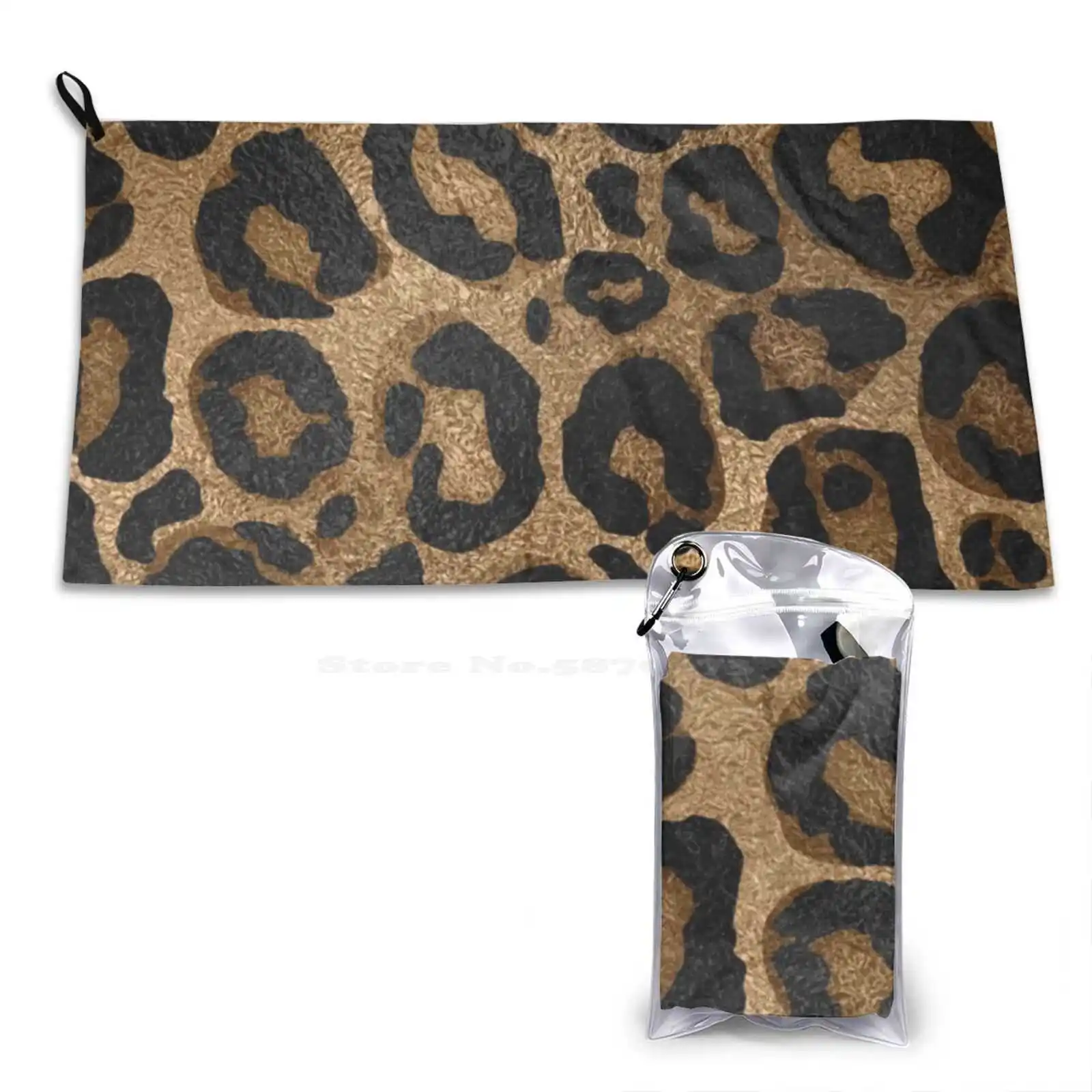 Golden And Black Glitter Leopard / Print Soft Washcloths Face Towel Animal Leopard Pattern Chic Fashionable Brown Glitter Gold