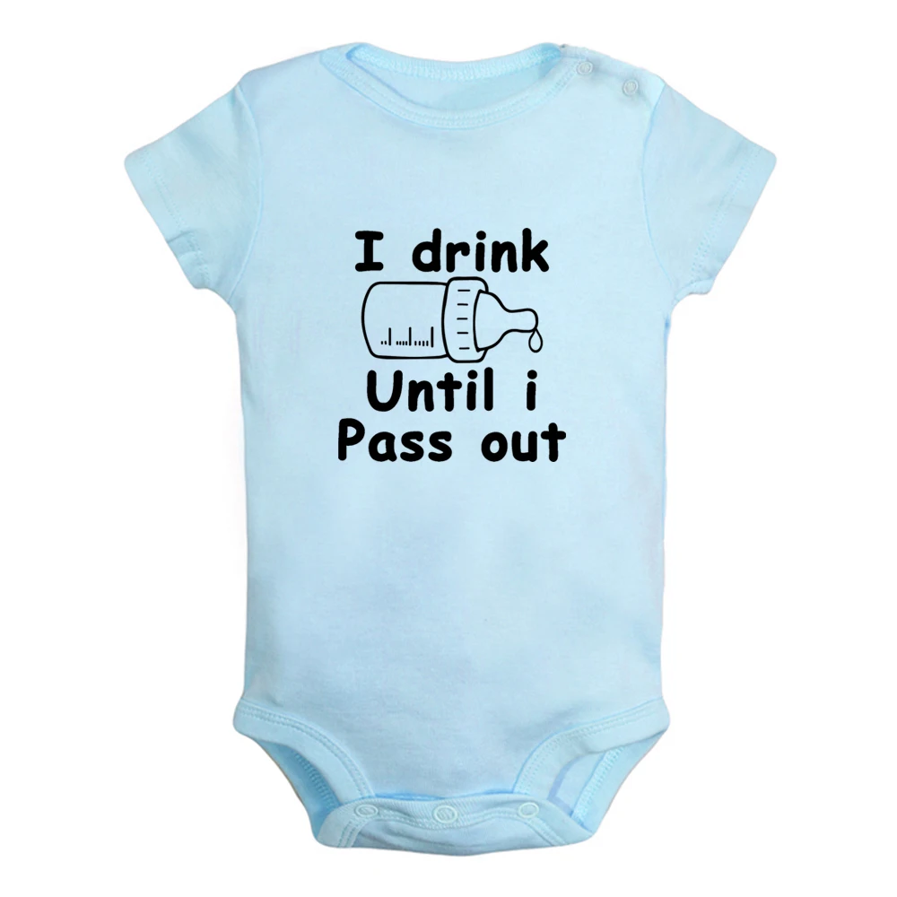 New I Drink Until I Pass Out Fun Graphic Baby Bodysuit Cute Boys Girl Rompers Infant Short Sleeves Jumpsuit Newborn Soft Clothes