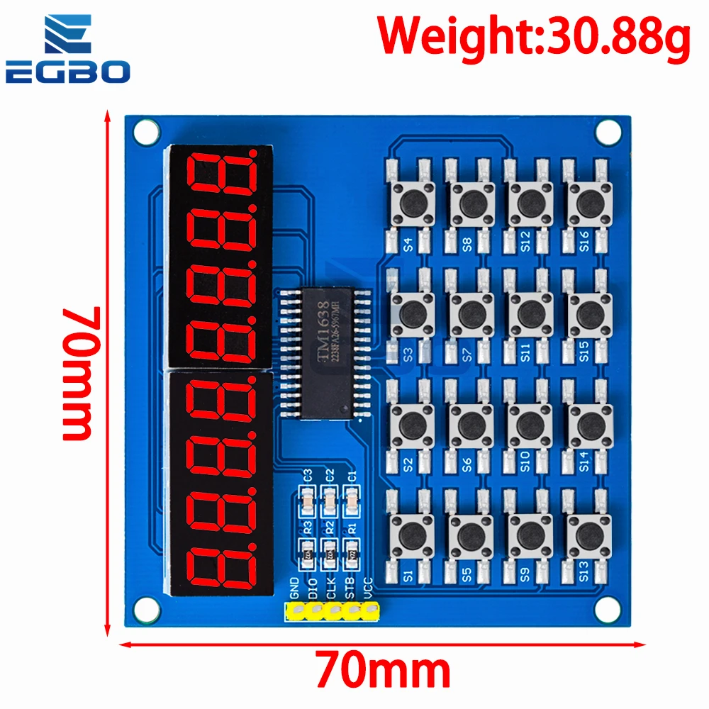 TM1638 Module Key Display For AVR Arduino New 8-Bit Digital LED Tube 8-Bit  8P button/16P button