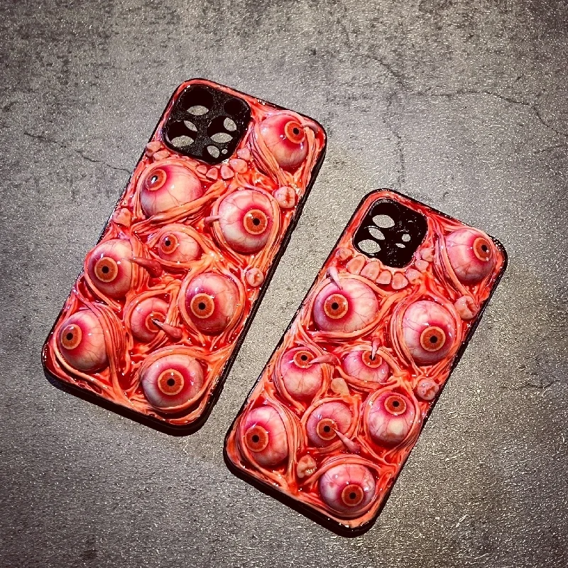 4103 Original 3D Handmade Mobile Phone Case Cthulhu Eyes Horror Gothic Style Mobile Phone Case Custom Christmas Halloween Gift