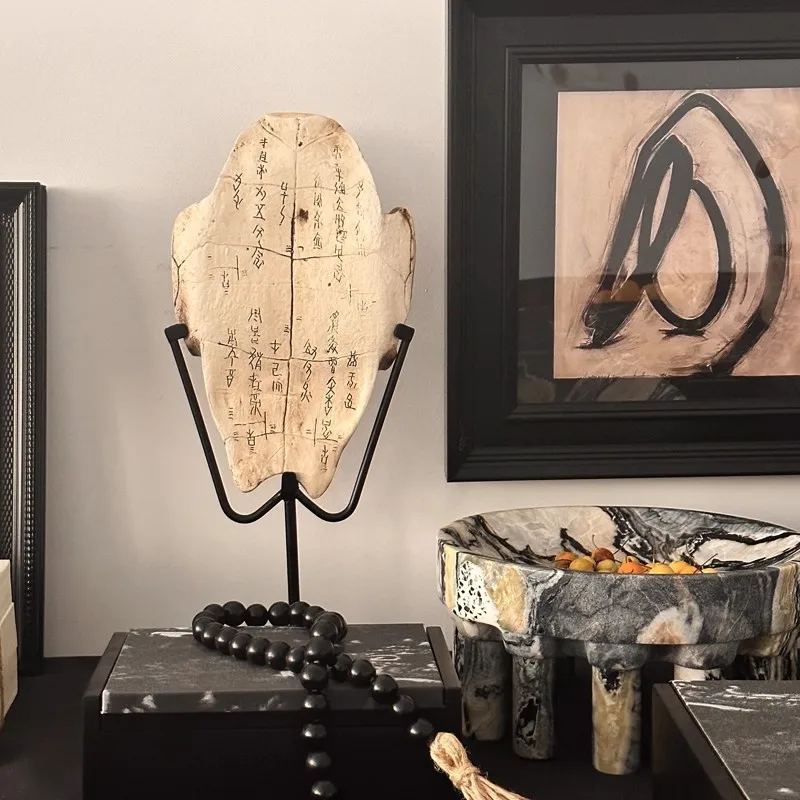 Medieval wind wabi-**** wind resin simulation fossil oracle bone model ornament turtle shell turtle shell living room decoration