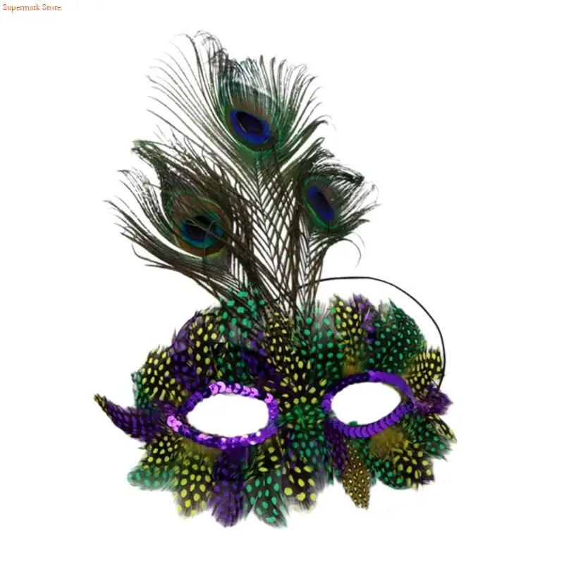 Q5WE Błyszcząca maska ​​​​z piórami Oddychająca konstrukcja na imprezy kostiumowe i uroczystości