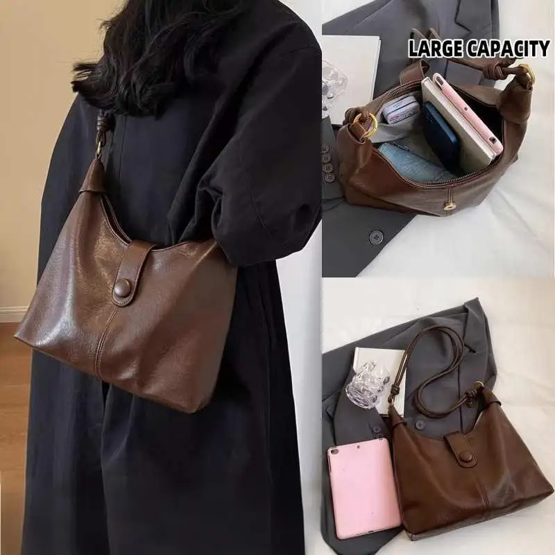 

Women's Vintage Large Capacity Tote Bag Fashionable Stylish Delicated PU Crossbody Shoulder Bag for Daily Outing Shopping Ttavel