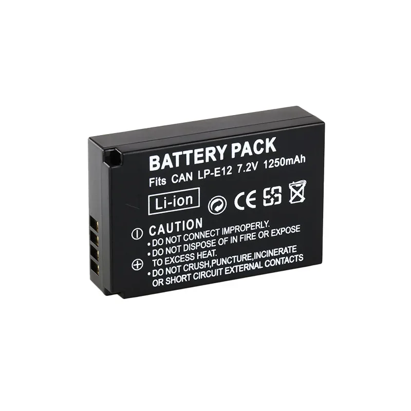 1250mAh Camera Battery  LPE12 LP-E12 LP E12 for Canon Rebel SL1 100D Kiss X7 EOS-M EOS M M2 EOS M10 M50 M100 Digital Batteries