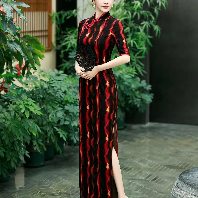

New Cheongsam Daily Fashion Show Shanghai Improved Dance Slimming Dress Retro Long Style Fashionable Thanks To Women's Clothing