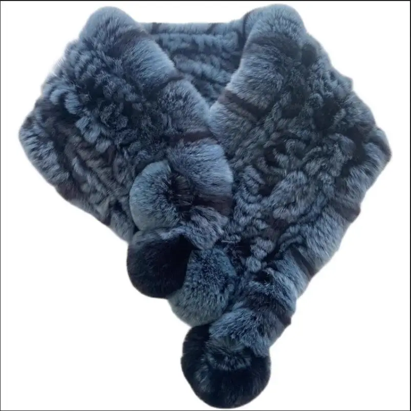 

Winter Women Knitted Real Rex Rabbit Fur Scarf Brand Neck Warmer Fluffy Wraps