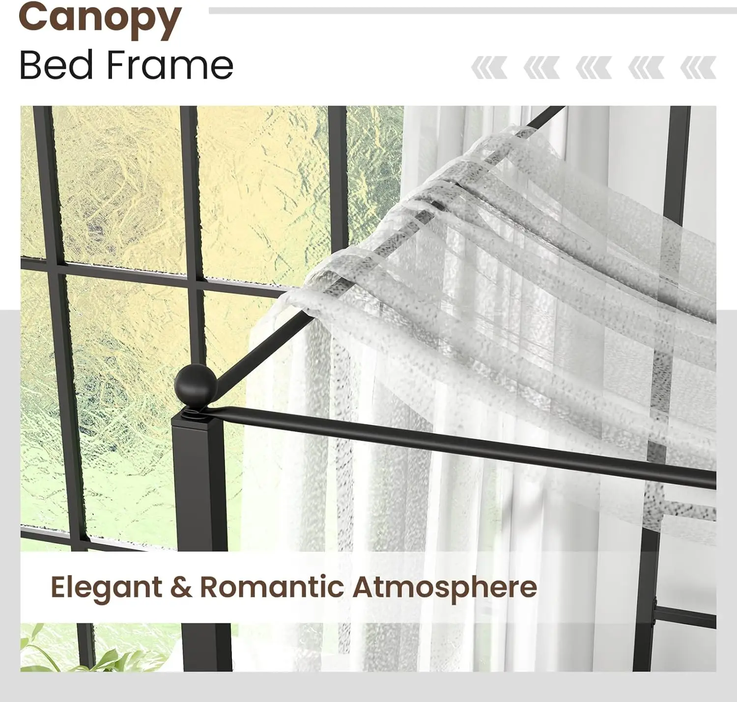 Giantex Full Size Metal Canopy Bed Frame, Modern Platform Bed Frame With 4 Poster & Headboard, Mattress Foundation With Sturdy