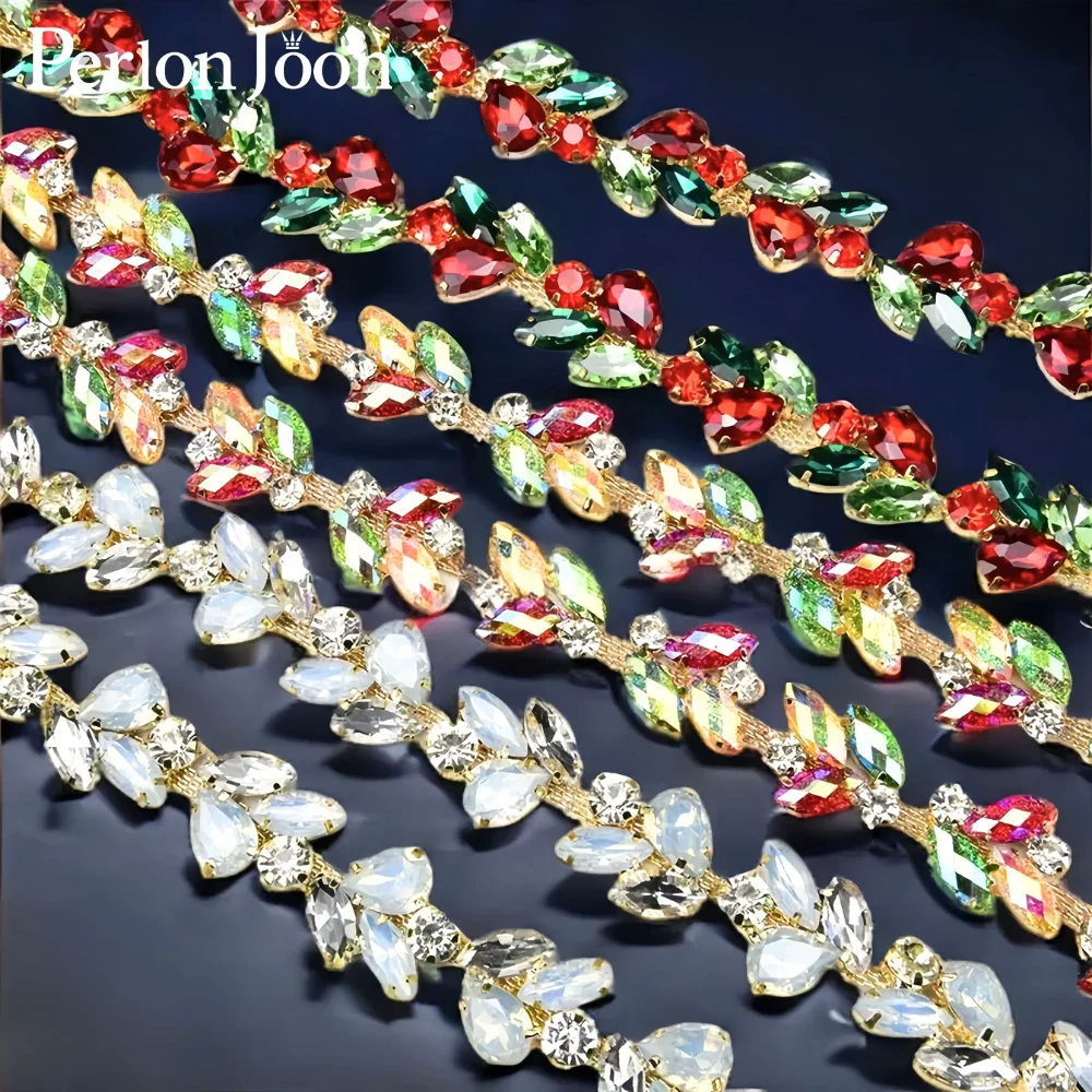 1 Yard Fancy Horse Eye Multi-colour Rhinestone Chain DIY Decoration with Clothing Accessories Claw Chain Crystal Jewellery ML264