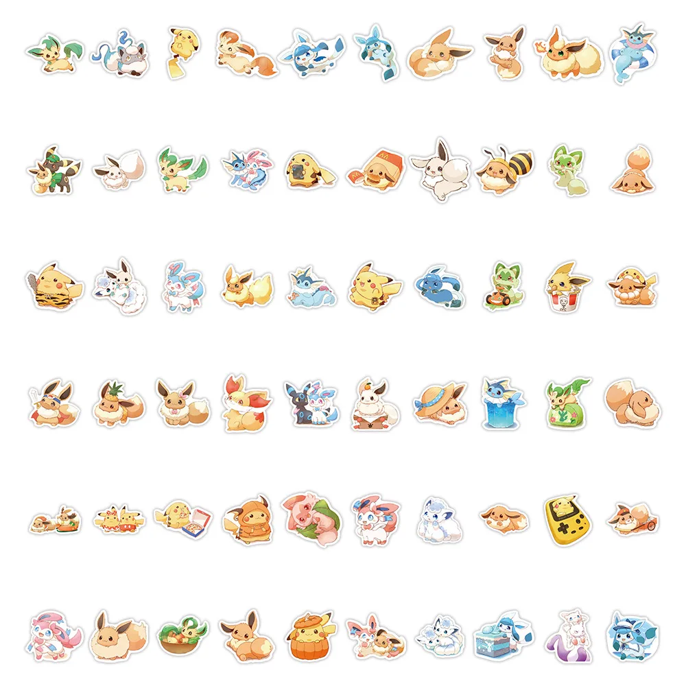 10/30/60PCS Pokemon Cartoon Stickers Leuke Pikaqiu Eevee Graffiti Kinderen Speelgoed Koelkast Bagage Laptop Telefoon Gitaar auto Fiets Decals