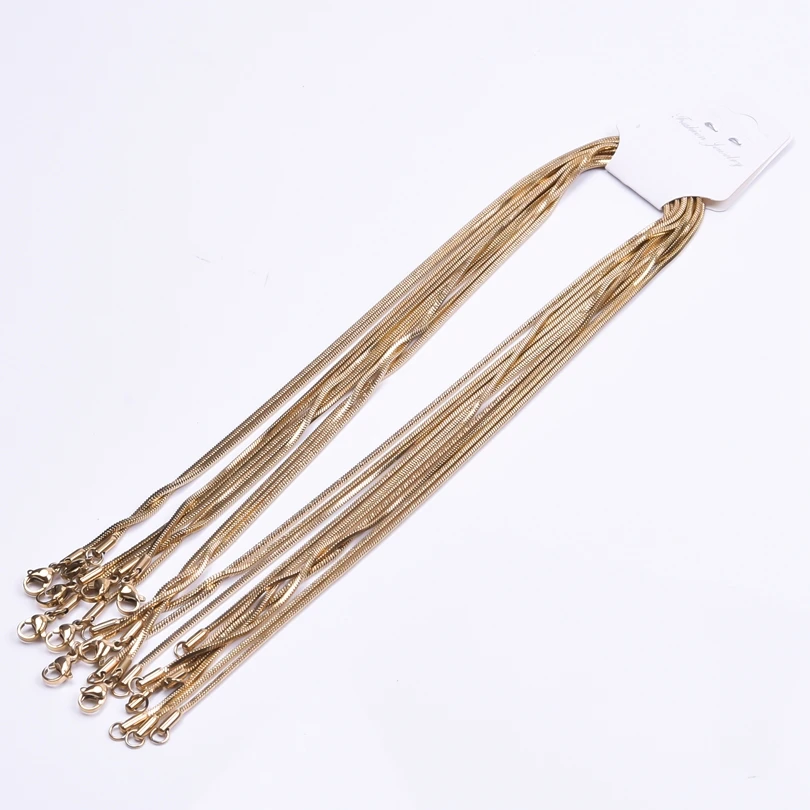 1/5/10pcs 45-60cm Square Snake Chain Necklace DIY Jewelry Making Supplies Gold Color Stainless Steel Chains For Women Men Choker